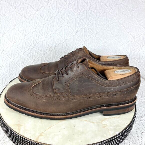 Frye Shoes Men Size 12 Brown Distressed Leather James Wingtip Attractive Oxfords - Picture 6 of 12